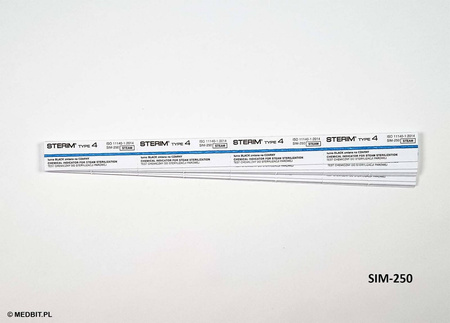 Wieloparametrowe wskaźniki chemiczne STERIM Klasa 4 do sterylizacji parowej 121-134°C, 250 szt.