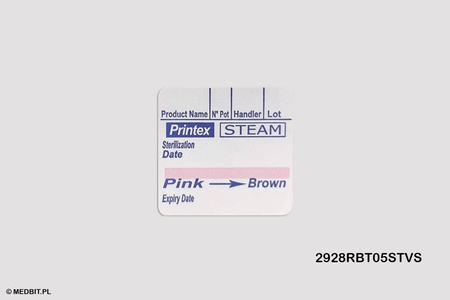 Etykiety STEAM 3-rzędowe do metkownicy Printex V30, Blitz – 26x26 mm, wskaźnik sterylizacji, 500 szt. PRINTEX MEDICAL