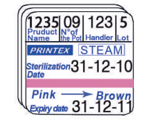 Etykiety STEAM 3-rzędowe do metkownicy Printex V30, Blitz – 26x26 mm, wskaźnik sterylizacji, 500 szt. PRINTEX MEDICAL