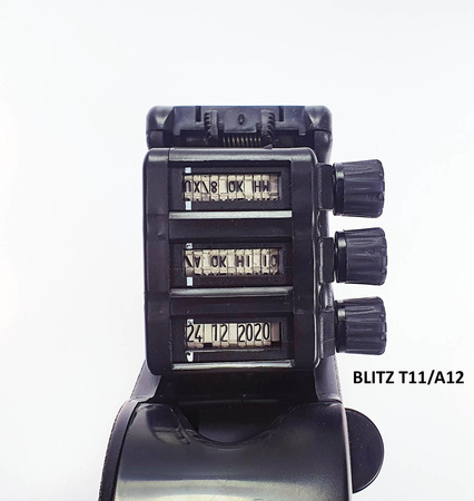 Metkownica alfanumeryczna 3-rzędowa BLITZ T11/A12 do etykiet 28x29 mm – profesjonalna do gabinetów medycznych i kosmetycznych