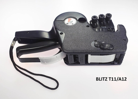 Metkownica alfanumeryczna 3-rzędowa BLITZ T11/A12 do etykiet 28x29 mm – profesjonalna do gabinetów medycznych i kosmetycznych