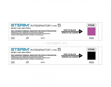 STERIM Integrator 5 – Test chemiczny klasy 5 do kontroli sterylizacji parą wodną w autoklawie, 250 szt.