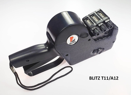 Metkownica alfanumeryczna 3-rzędowa BLITZ T11/A12 do etykiet 28x29 mm – profesjonalna do gabinetów medycznych i kosmetycznych