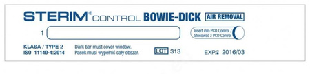 Testy chemiczne Bowie&Dick Control do autoklawów parowych, 100 szt., STERIM, zgodność ISO 11140-1 Typ 2
