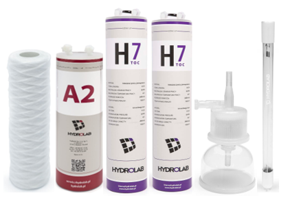 Zestaw filtrów do demineralizatora Hydrolab HLP 5UV – prefiltr, filtr węglowy, jonowymienny, UV, kapsuła